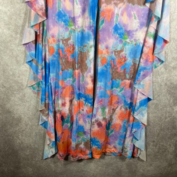 Love Highlight Pants Cover Up Womens XL Multicolor Mesh Sheer Ruffle Psychedelic - Picture 3 of 11